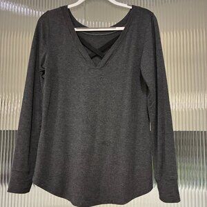 CAbi Gray ATC Crossback Sweatshirt Size XS Style #4007 Worn Twice
